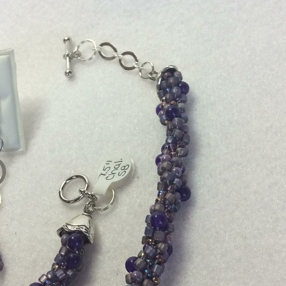 FINAL SALE PRICE Chalcedony & Woven Beads Set in Purple & Lavender - Picture 2 of 5